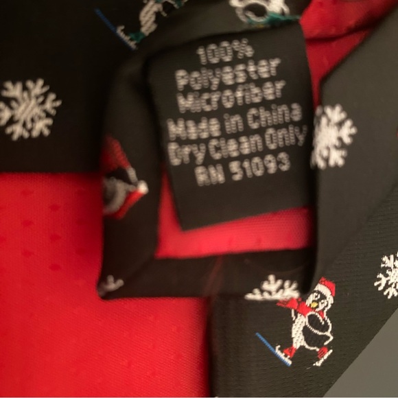 HALLMARK Penguin Holiday Traditions Necktie Black Textured Christmas - Picture 5 of 7